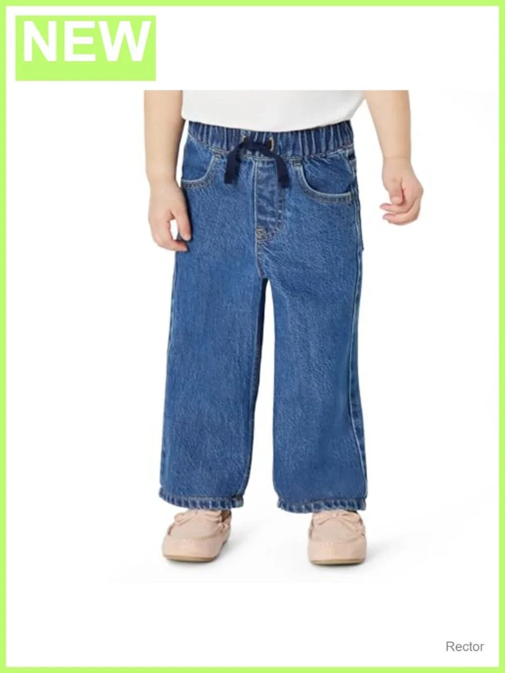 Baby Girls Soft Stretch Wide Leg Jeans Relaxed Fit Denim